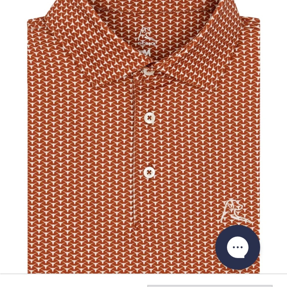 Men's Rhoback Texas Longhorn  Patterned Polo Shirt.  Large, like new condition
